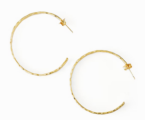 Women's Thin Hammered Gold Hoop Earrings