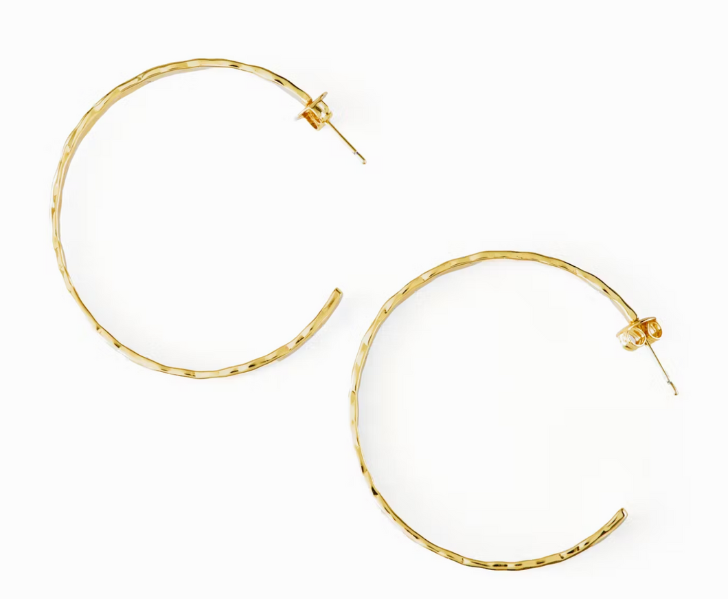 Women's Thin Hammered Gold Hoop Earrings