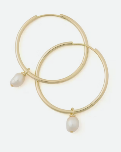Pearl Drop Hoop Earring