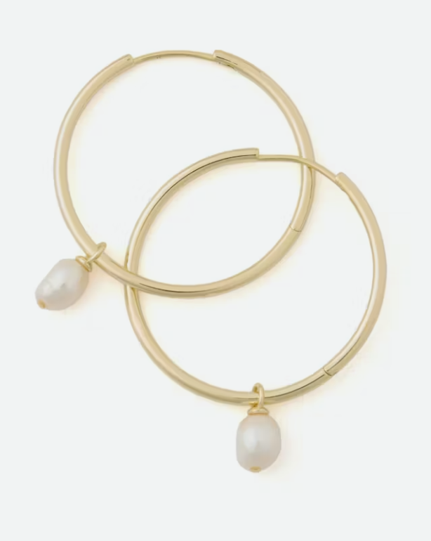 Pearl Drop Hoop Earring