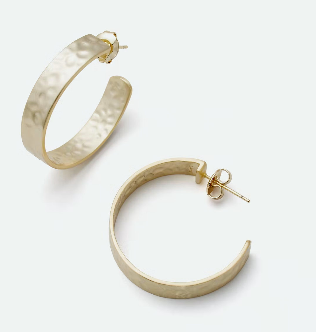 Hammered gold discount hoop earrings 14k