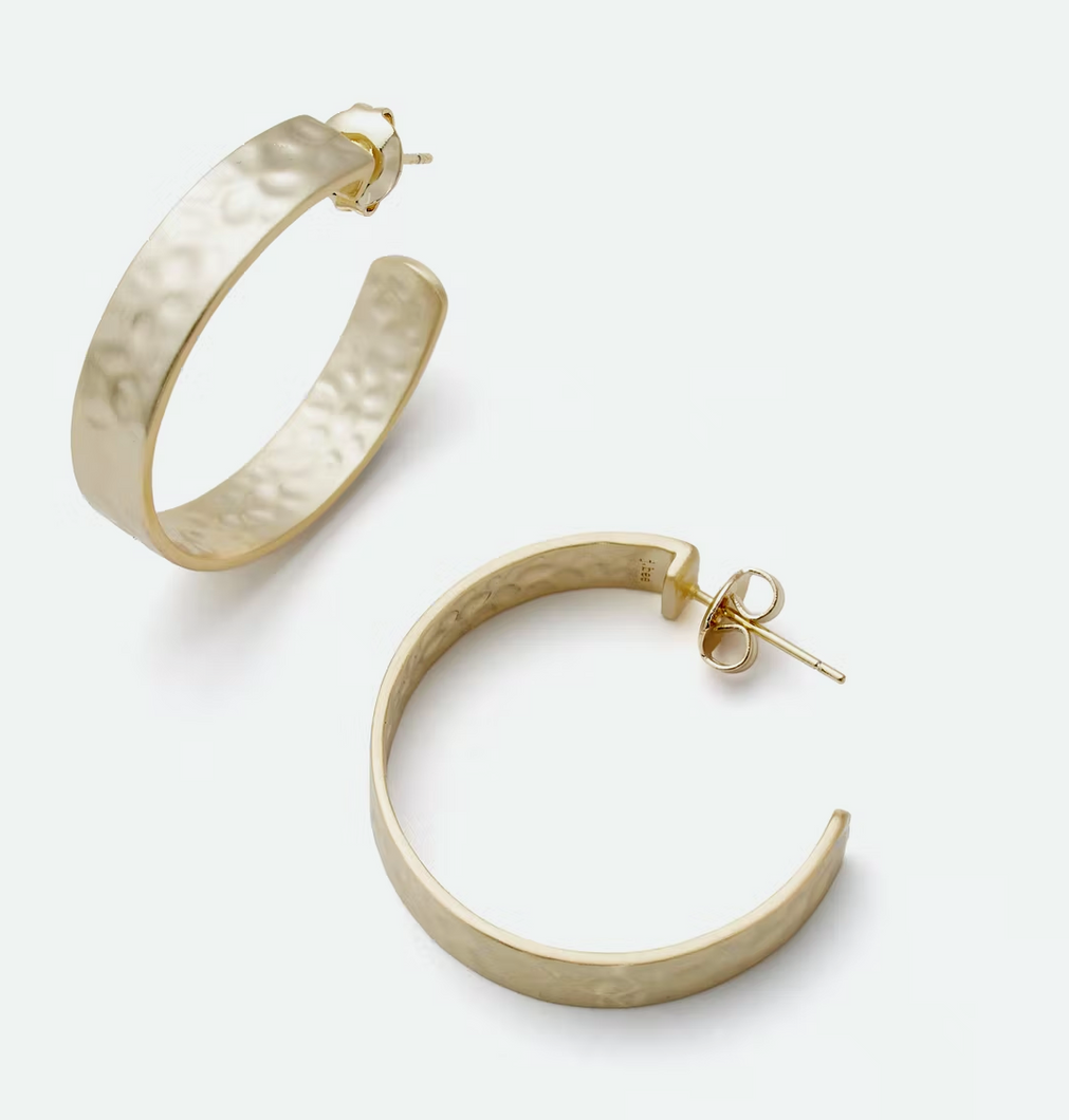 Hammered Gold Hoop Earrings